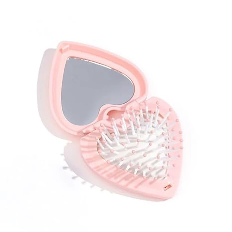 

4PCS Heart Comb With Mirror Comb Mini Curl Comb Air Cushion Comb Folding Airbag Comb Women Girls Mini Cute