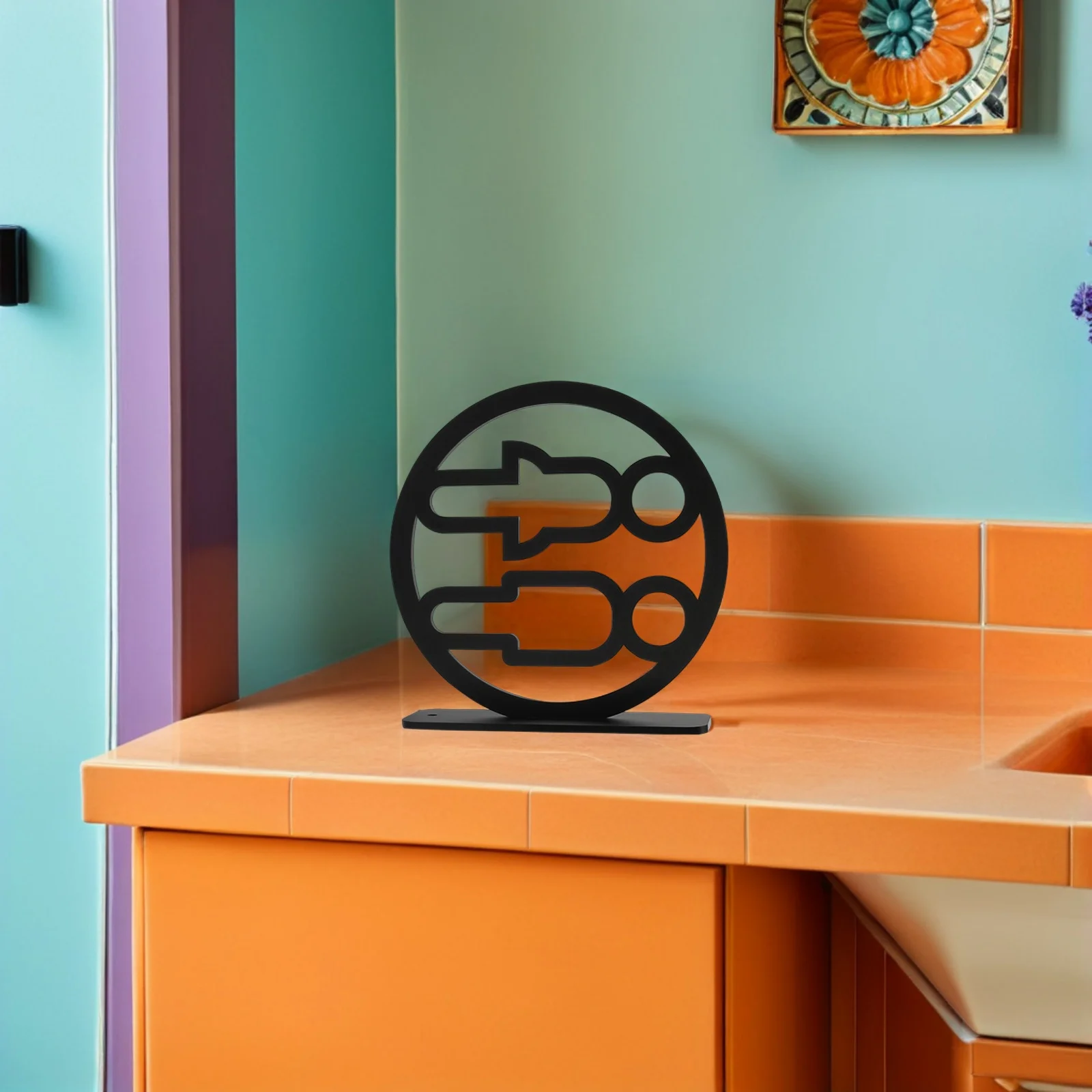 

2Pcs Acrylic Restroom Signs Black Bathroom Double Sided Vertical Men Women Toilet Sign Office Business Public Washroom