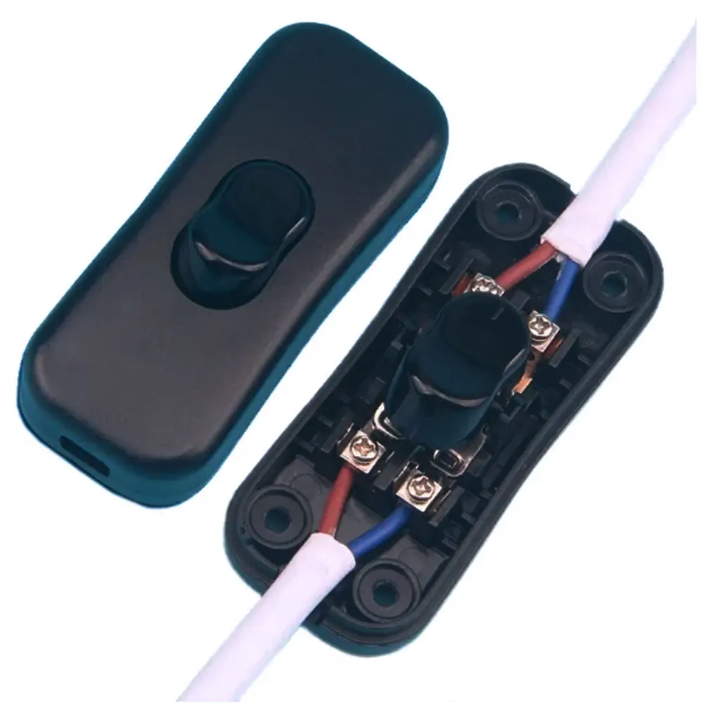 On/Off In-Line Switch KCD-303 Boat Type Rocker Switch Black In-Line Table Lamp Table Lamp Cord KCD1-112 Cable Switch 110-250V