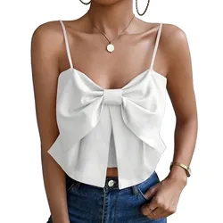 Women's Big Bow Cami Tops Sleeveless Spaghetti Strap Camisole Tank Tops Summer Elegant Fashion Crop Top