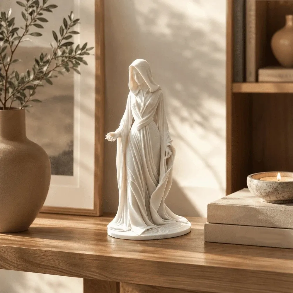 Creative 3D Printed Cloak Woman Statue Hooded Men Decoration Goddess Sculpture Dark Aesthetic Desktop Ornaments Office