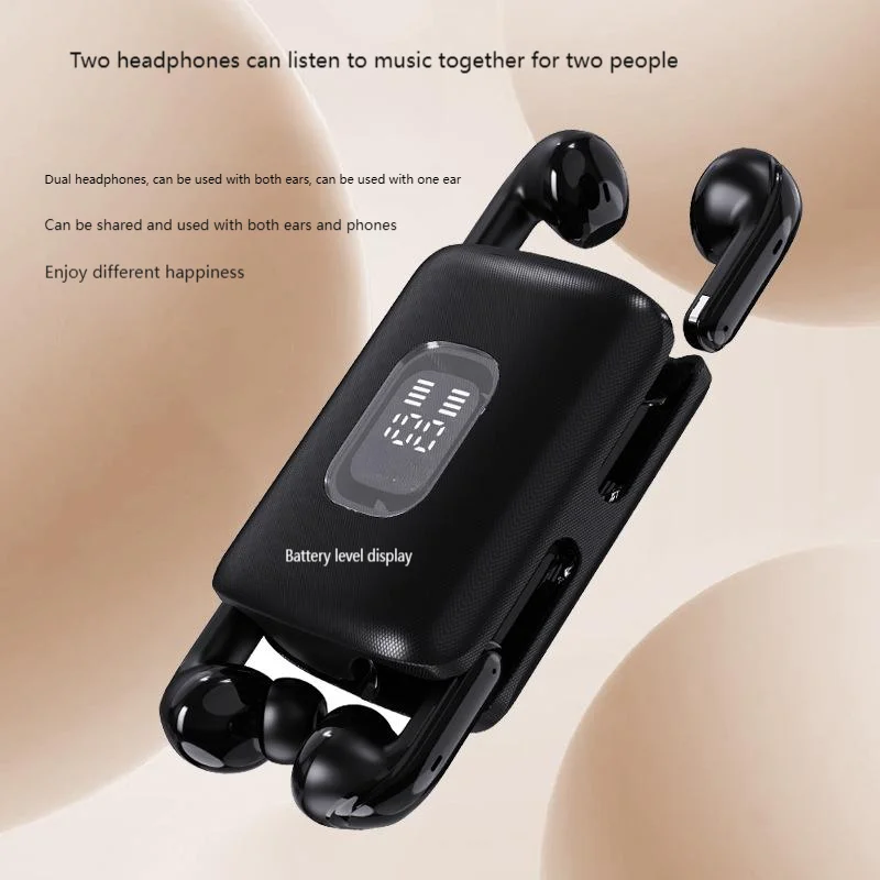 

Wireless Bluetooth 5.3 Headphones HIFI Stereo Battery Level Display Touch Control 4 Earphones for two people to listen to music
