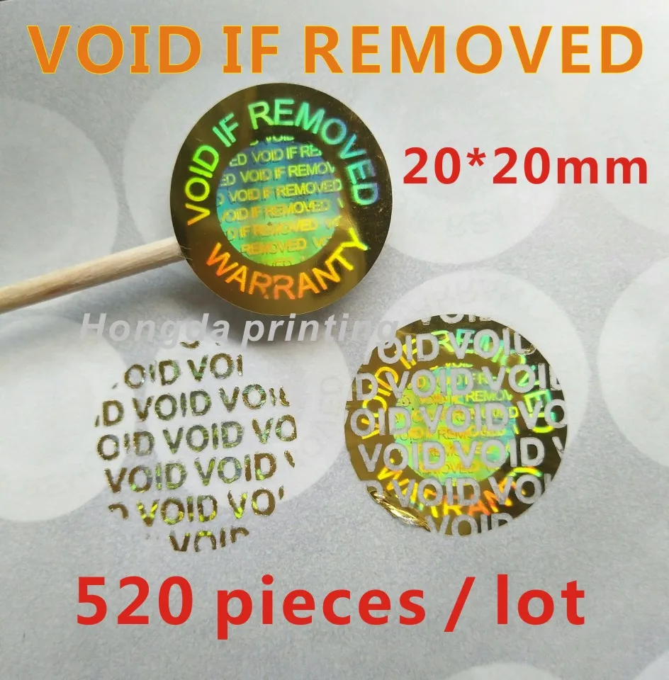 520 pieces / lot Hologram VOID IF REMOVED Security Tamper Evident Warranty Stickers