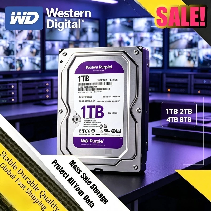 WD Purple HDD 1TB 2TB 3TB 4TB SATA 6.0Gb/s 3.5" Protable Hard Drive Disk For Security System Video Recorder ssd hard disk