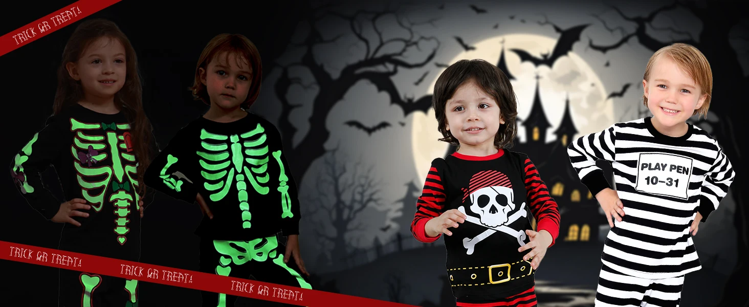 Skelett-Kostüm für Kinder, Halloween-Pyjama für Jungen, leuchtender Geister-Pyjama mit Totenkopf-Motiv für Kleinkinder, Pyjama für den Tag der Toten, Party-Geschenk, Schlafanzug. – Detail 2