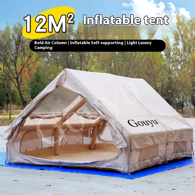 

12 Square Meters Outdoor Camping Style Inflatable Tent Thickeneded Oxford Cloth Portable Rainproof Camping Style Construction Tent One Bedroom