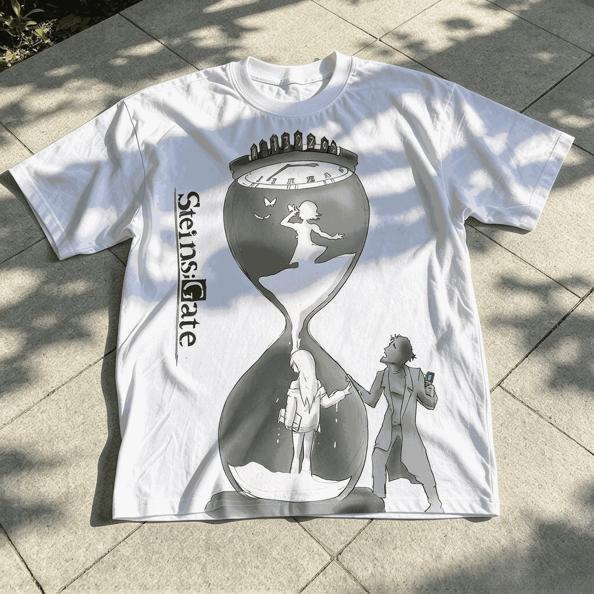 Steins Gate Cotton Retro Unisex Casual Fashion T-shirt High Street Oversized Unisex Trendy Print T-shirts for Men Women Fashion