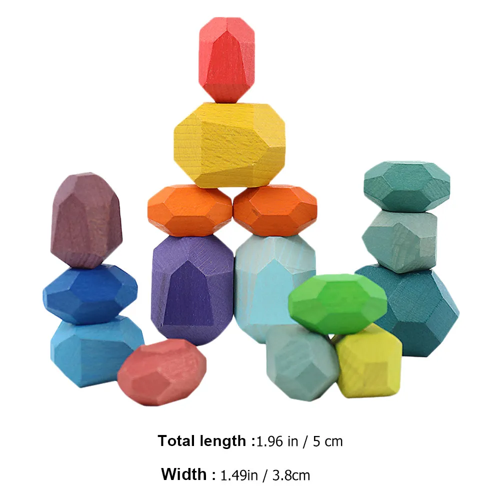 16 قطعة من الأحجار الخشبية المتراصة للأطفال الصغار، لعبة تعليمية، لعبة تعليمية ملونة للأطفال