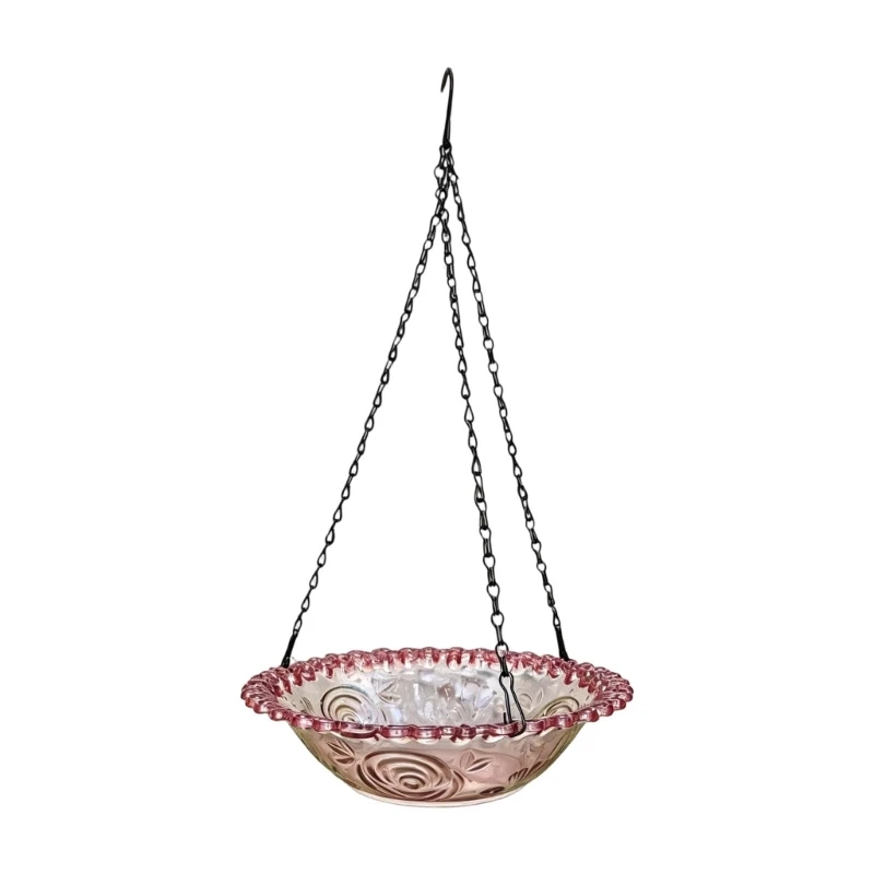  Space Saving Plastic Birdbath Bird Water Bowl With Hanging Chain Suitable For Year Round Use In Garden Balcony Or Porch