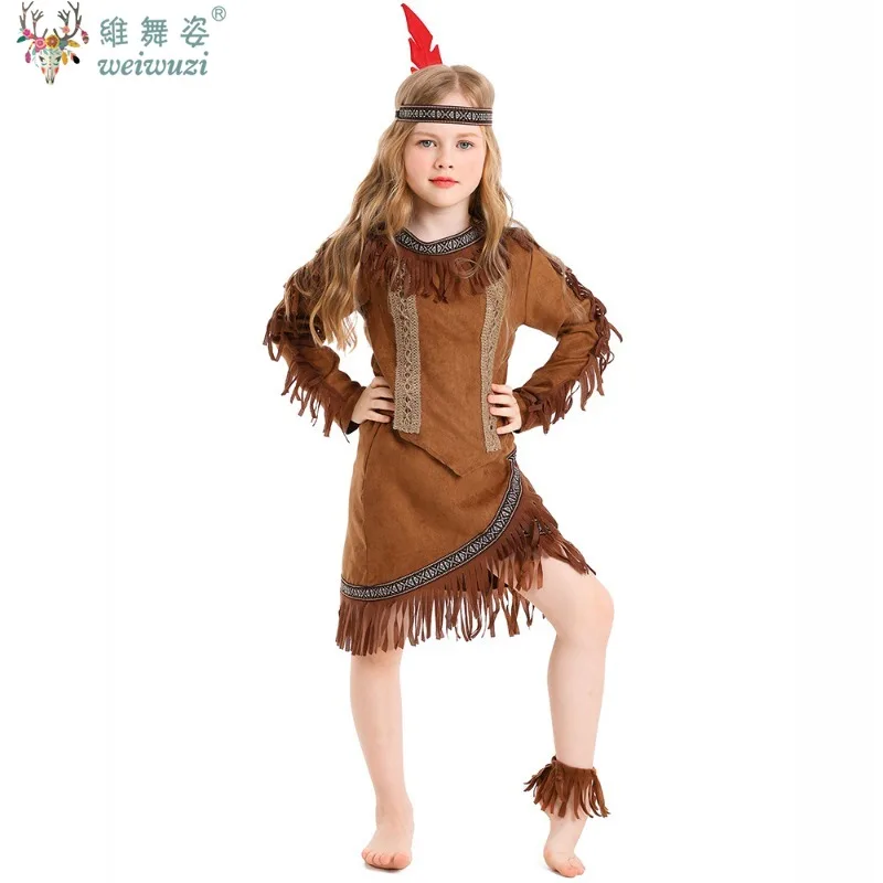 

Halloween Children's Day Savages Indigenous Peoples Hunter Indian Chiefs Primitive Savages Role-playing Girls Indigenous Costume