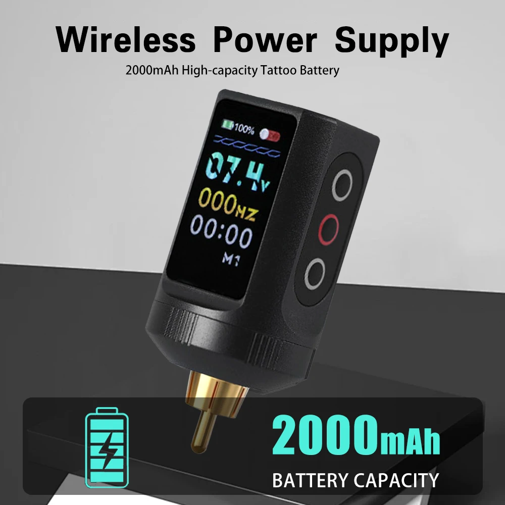 

2000mAh Portable Wireless Tattoo Power Supply with Color Screen Digital Display Control Tattoo Pen Battery