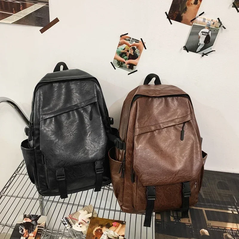 Solid Sewing Thread Casual PU Zipper Backpacks New Style Designer Large Capacity 2025 High Quality High School Student Bags