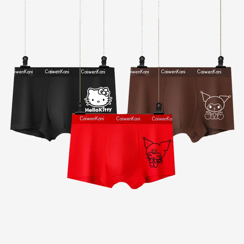 Sanrio Anime Cartoon Hello Kitty Kuromi Cinnamoroll Men\'s Underwear Boxers Breathable Cotton Graphene Shorts Gift