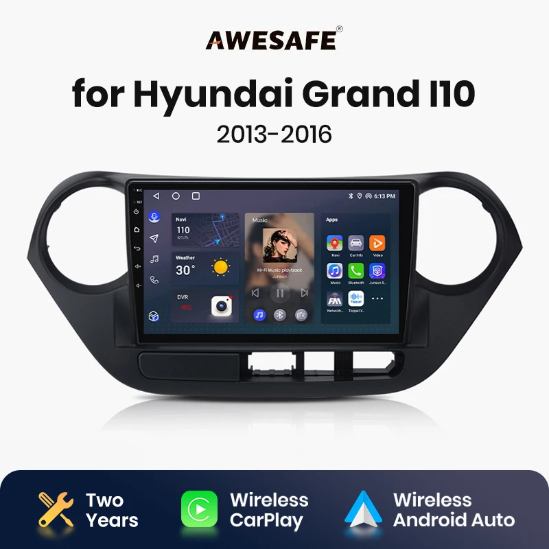 AWESAFE Wireless CarPlay Android Auto Car Radio for Hyundai Grand 2013 2014 2015 2016 Android 13 Car Intelligent Systems 2 din