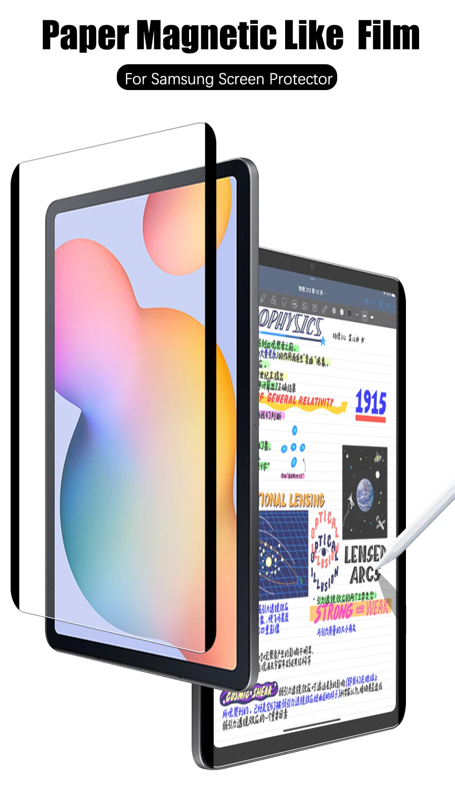 Papier magnetisch wie Displayschutzfolie für Samsung Galaxy Tab S6 Lite A9 Plus S10 S8 S9 Plus Ultra S7 Fe S10 S9 Fe A8 Film – Detail 3