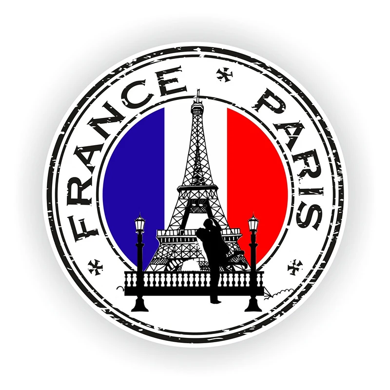 CK21140# France Paris Seal Sticker Round Flag for Car Laptop Book Fridge Guitar Motorcycle Helmet ToolBox Door PC Boat