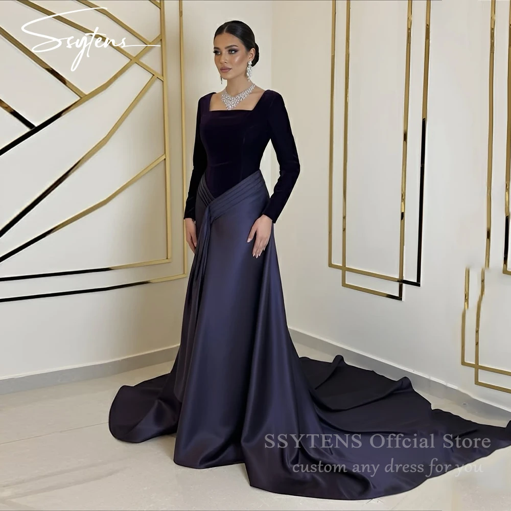 SSYTENS Mermaid Satin/Velvet Evening Dresses Saudi Arabia Long Sleeves Prom Gowns 2026 Formal Dresses robes de soirée Customized