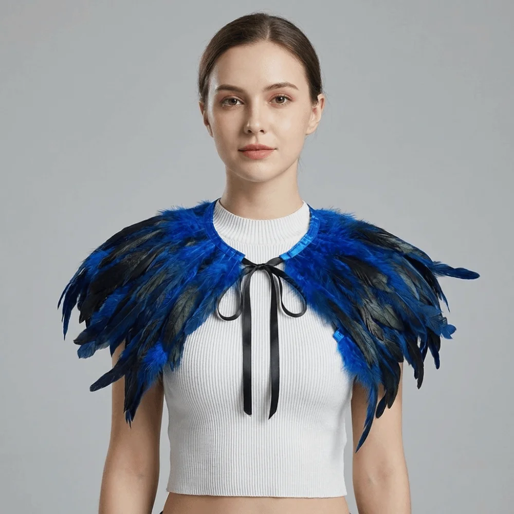 Fashion Adjustable Feather Shawl Punk Retro Feather Shrug Shawl Neck Wrap Luxury Shoulder Fake Collar Prom