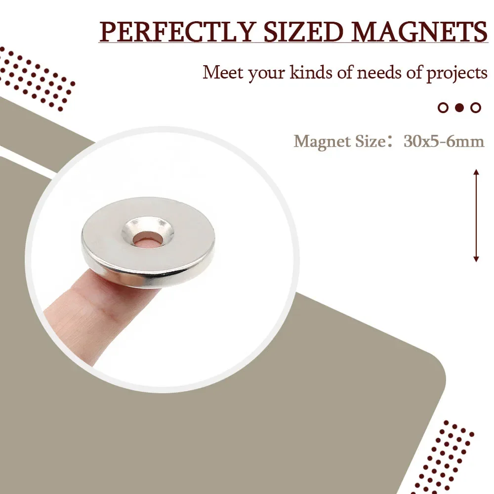 30x5-6mm Super Strong Round Neodymium Magnet Powerful with holes Magnets N35 Permanent Magnetic NdfeB Refrigerator Magnet