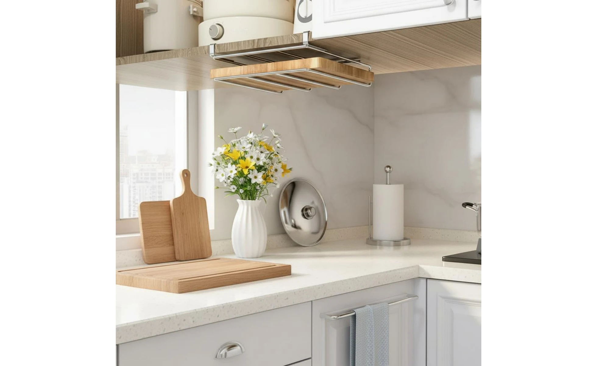 Under Cabinet Storage Rack Multifunctional Slide-Hook-on Organizer Hanging Cabinet Holder Installation-No Installation Required Under Cabinet Storage Rack Multifunctional Slide-Hook-on Organizer Hanging Cabinet Holder Installation-No Installation Required