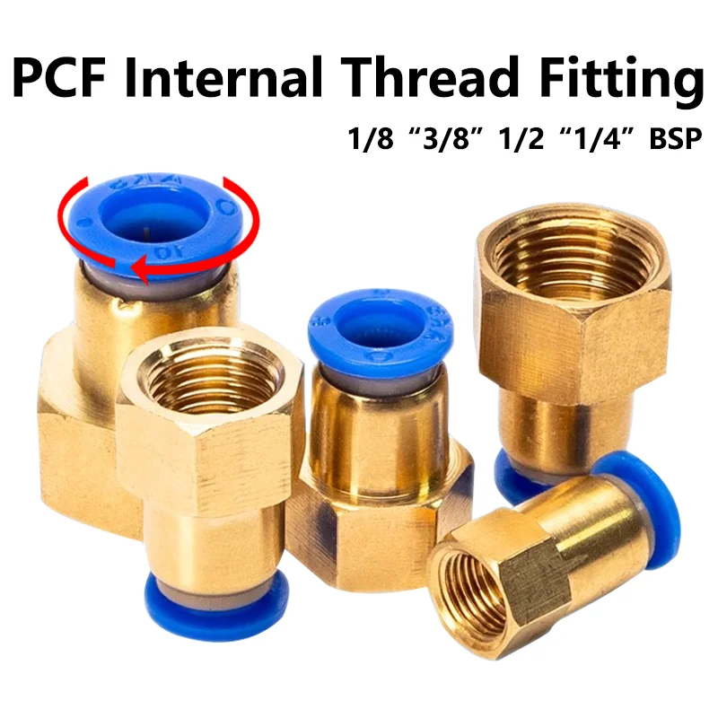 

PCF Brass Pneumatic Quick Connector Air Fitting Hose Tube Pipe 1/8" 3/8" 1/2" 1/4" BSP Female Thread Quick Joint