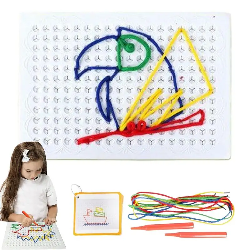 Thread Board For Kids Colorful Toddler Threading Toys Craft Art Board Imagination Development Cartoon Pattern Toddler Lacing Toy