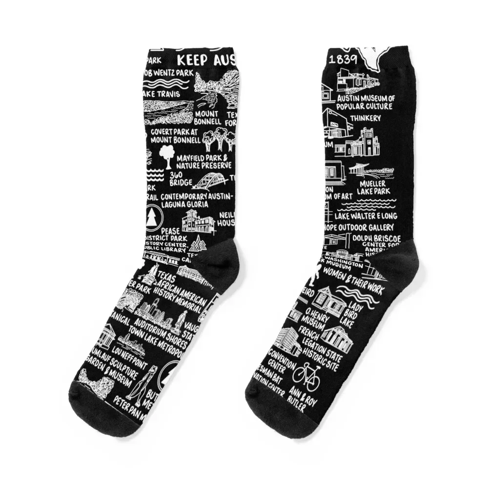 Austin Texas Map Socks japanese fashion Non-slip Men Socks Luxury Brand Women's