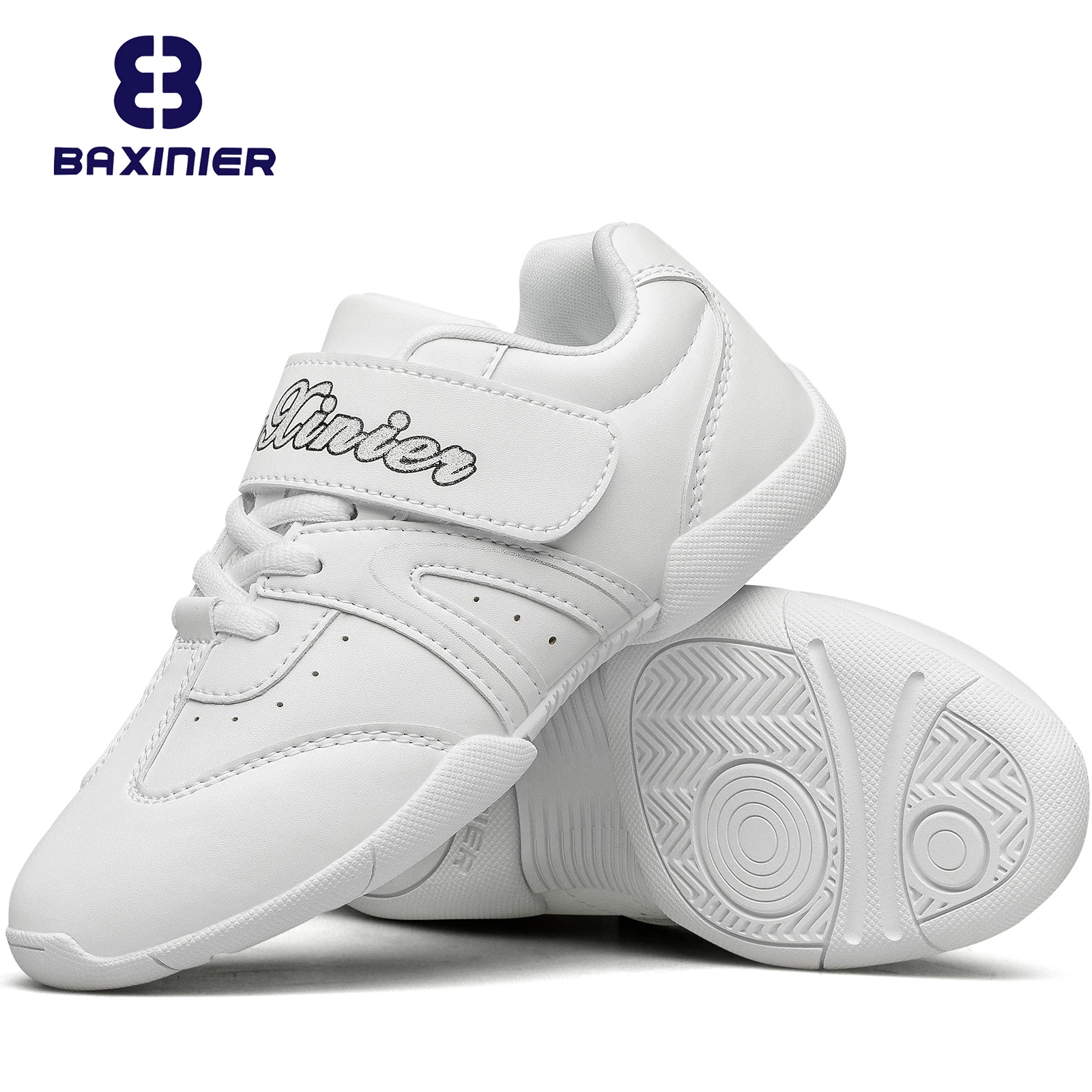 

BAXINIER Girls White Cheerleading Shoes Lightweight Youth Cheer Competition Sneakers Kids Breathable Training Dance Tennis Shoes