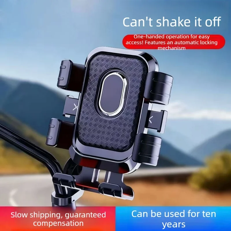 Auto Lock Motorcycle Phone Holder, E-Bike Bicycle Navigation Mount, Secure Cell Phone Bracket for Delivery Riders Cycling