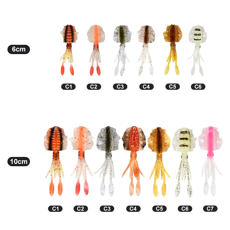TEASER S0312g 7gLuminous الحبار الأخطبوط طعوم لينة السحر الاصطناعي دودة الصيد سيليكون باس PikeSwimbait القفز الطعوم البلاستيكية