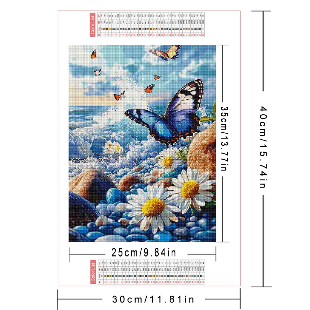 AZQSD Diamond Painting Butterfly Animal New 5D Diy Diamond Mosaic Daisy Flower Sea Landscape Full Drill Wall Decorative