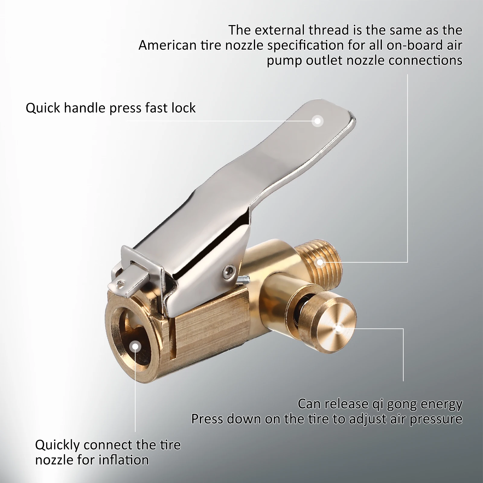 

2pcs Tire Air Chuck Quick Connect Locking Chuck Durable Copper Air Compressor Attachment For Car Bike Motorcycle Efficient Seal
