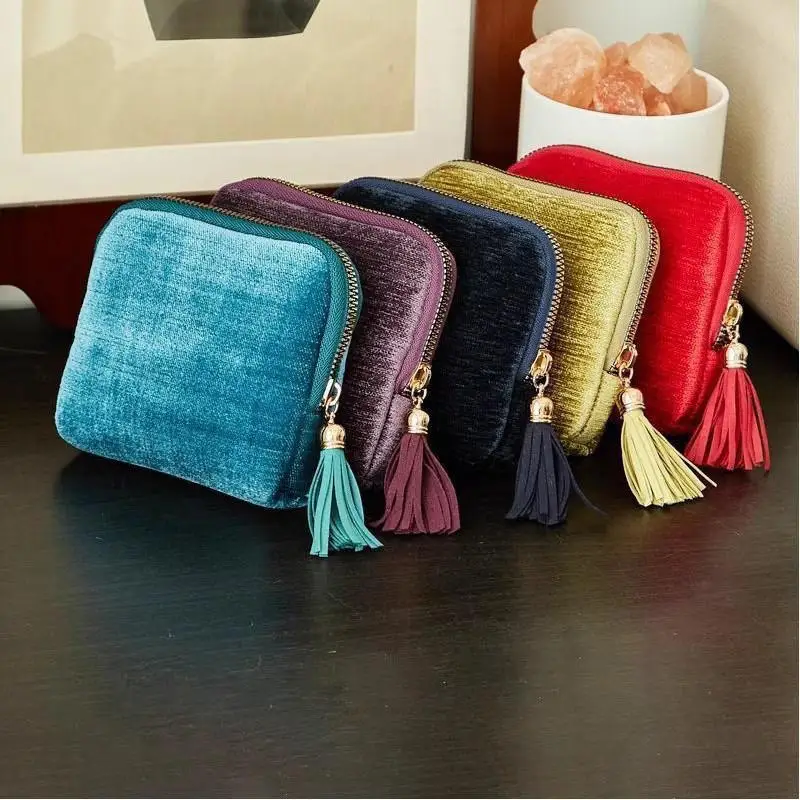 Portable Multi-layer Tassel Jewelry Storage Bag Travel Jade Bracelet Large Capacity Zipper Jewelry Packaging Bag Organizer