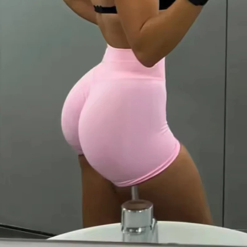 Damskie spodenki gimnastyczne fitness sportowe szorty kolarskie 4.5" z niską prążkowaną gumką, spodenki do jogi, legginsy bezszwowe modelujące pośladki