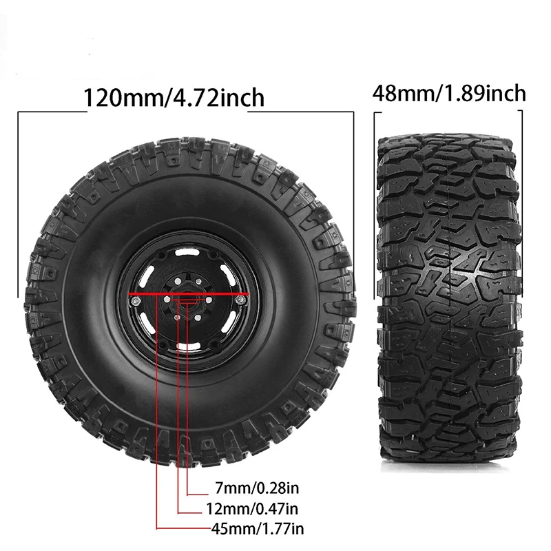 ชุดล้อโลหะขนาด 1.9 นิ้ว พร้อมยางล็อค  เหมาะสำหรับรถ Trx4/Scx10/90046/90047/Scx10 Iii ขนาด 1/10 สำหรับการอัพเกรดรถไต่เขา