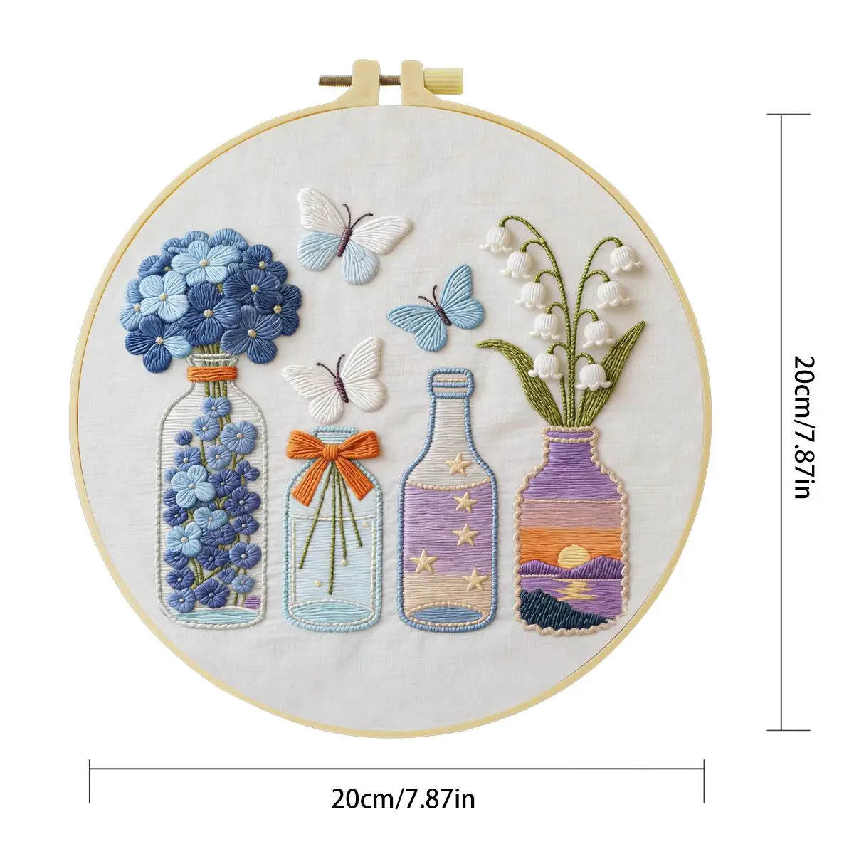 1 Stück 20X20CM/15X15CM 7,87/6,3 Zoll Blumenflaschen-Stickerei-Starter-Kit DIY-Kit DIY-Stickerei-Set Handarbeiten Malerei – Detail 3
