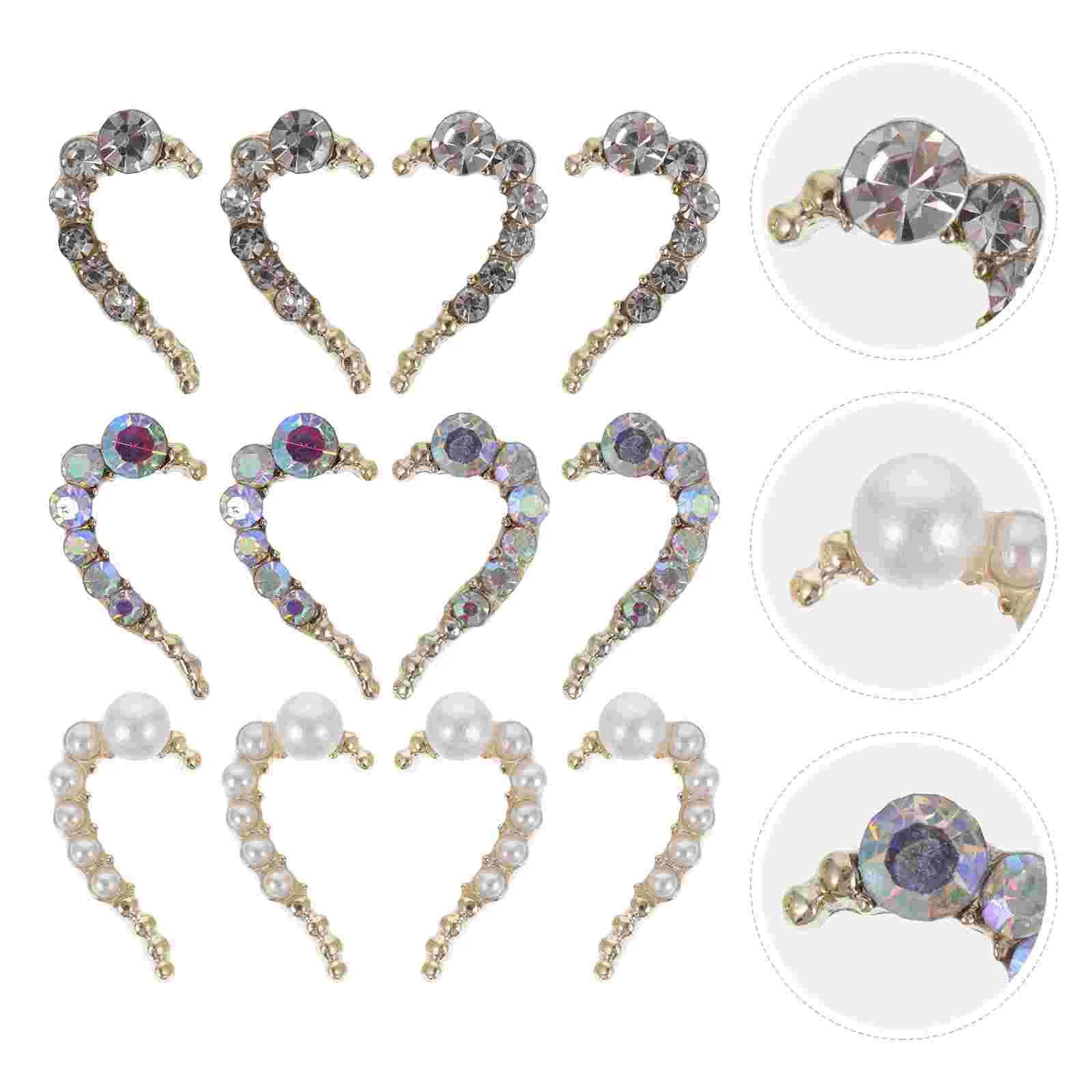 12 szt. Biżuteria w kształcie serca Wiertła do paznokci Piękne akcesoria DIY Manicure w kształcie