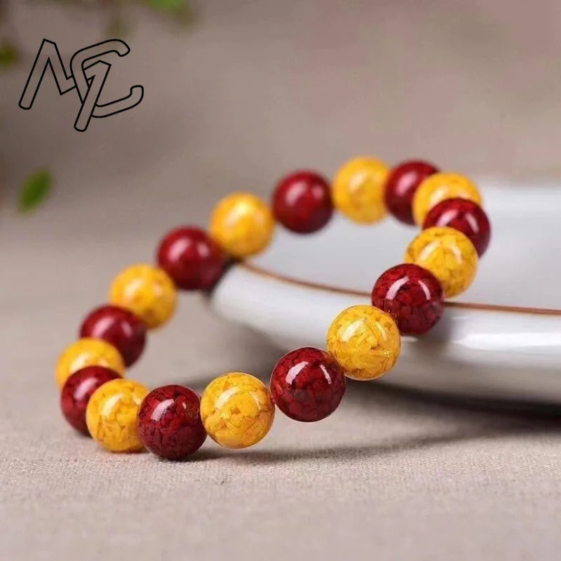 

Customized Natural Red Cinnabar 6mm Beads Yin Yang Bracelet Jade Round Hand Weaving Jewellery Fashion Man Woman Luck Amulet New