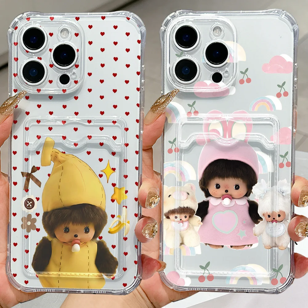 NEW Ins Cute M-Monchhichis Card Hold Case for Samsung Galaxy A17 A07 A56 A36 A26 A55 A35 A06 A05 A24 A14 A15 A34 A23 4G 5G Cover