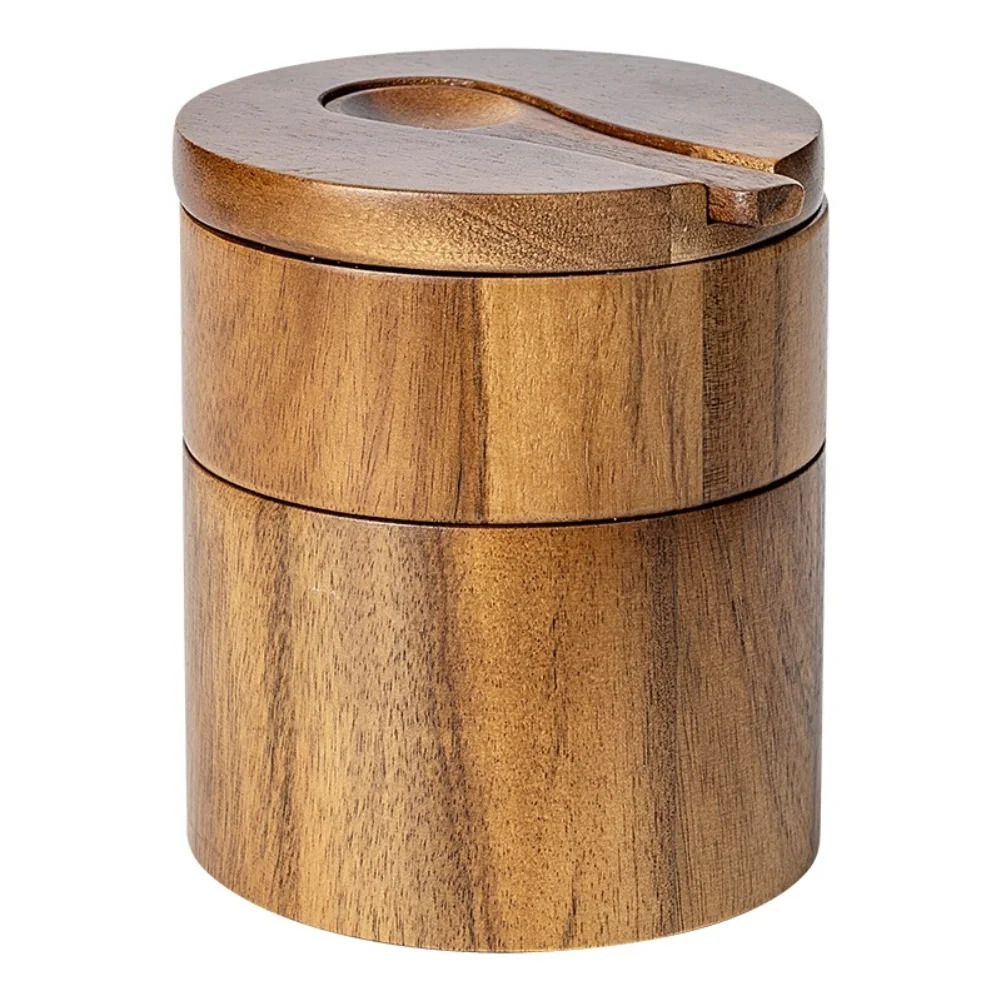 1 قطعة برطمانات توابل الملح أكاسيا الخشب الملح شاكر حاوية التوابل صندوق بهار تخزين المطبخ غطاء مغناطيسي مع فتحة ملعقة #6