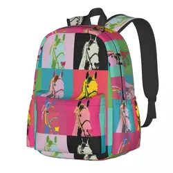 Colorful Horse Art Backpack Male Lady's Secret Horses Racing Pattern Backpacks Elegant School Bags Trekking Colorful Rucksack