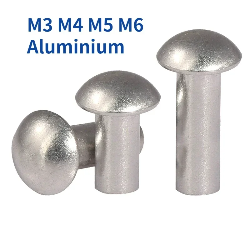 

100pcs M3 M4 M5 M6 GB867 Half Round Head Aluminium Solid Rivets Self-plugging Rivet Hand Knock Rivet Button Head Cap