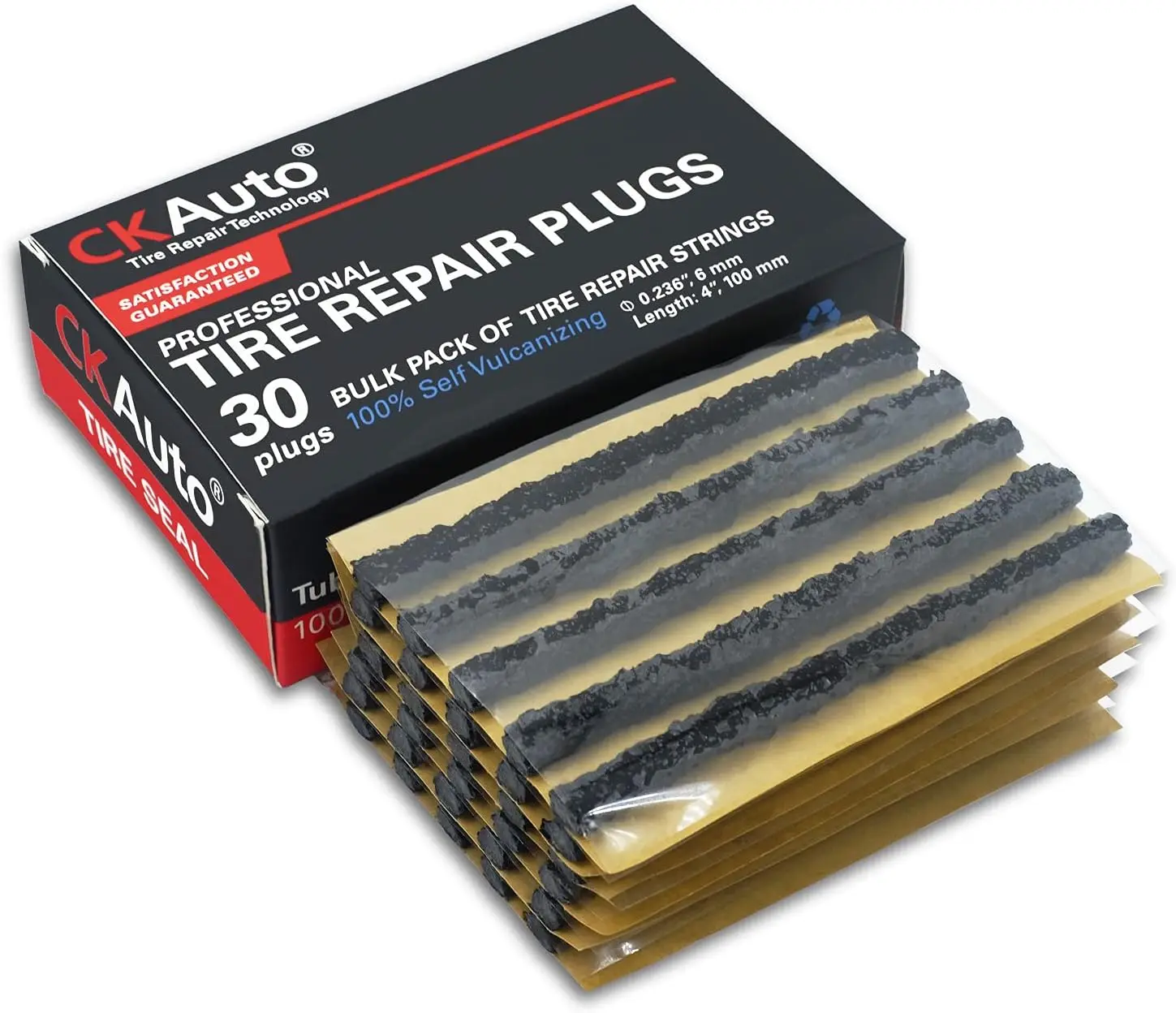 

30pcs 4" Black Tire Repair Strings for Tubeless Tires - Car, Bike, ATV, UTV