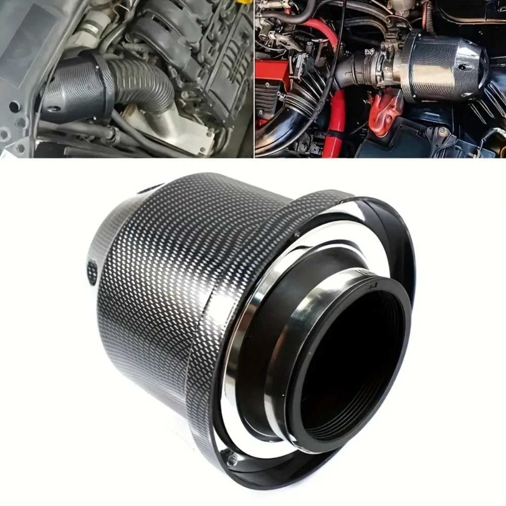 Auto Performance Mod Parts Carbon Shell Air Cleaner 3 Inch Universal Reusable Intake Mushroom Filter with Replaceable Cap