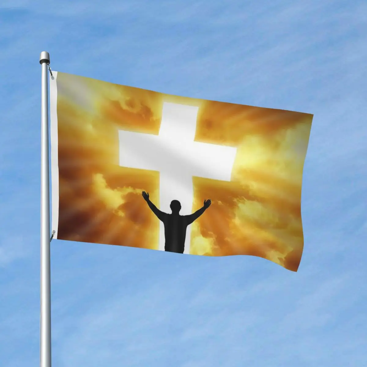 Christian God Bless Flag Outdoor Banner Polyester Jesus on the Cross Decoration Double Sided 60x90 90x150cm Flags