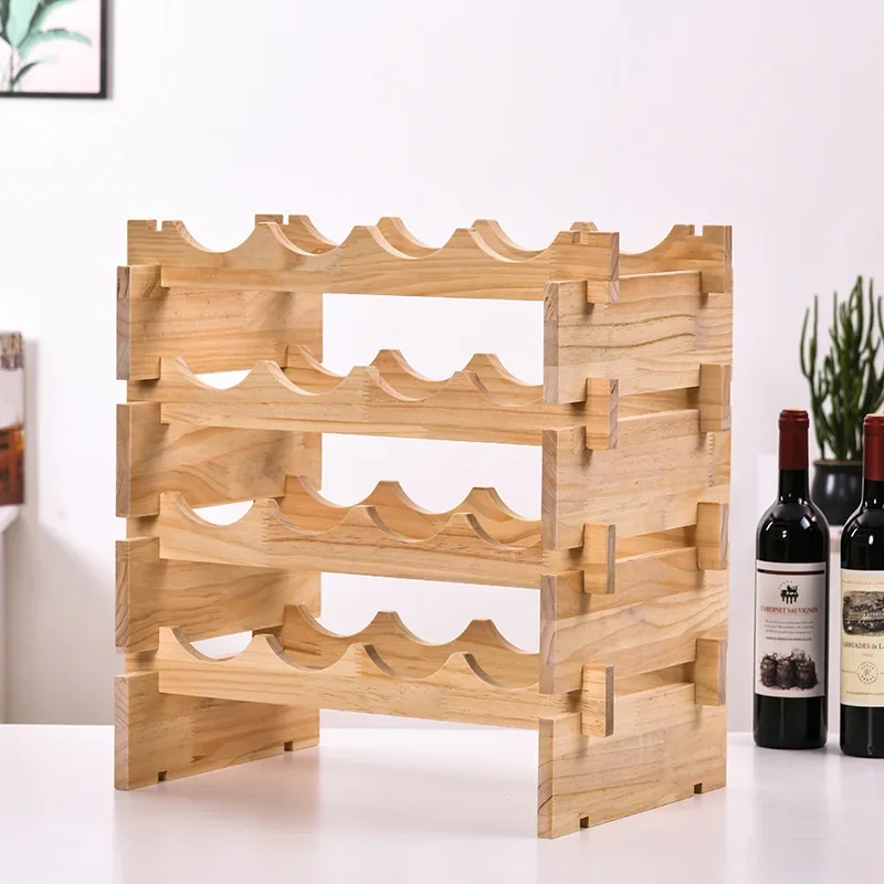 One-layer Fashion European Creative Wine Rack Solid Wood Wine Rack Non-wall Hanging New Wine Rack DIY Bar Accessories Home Bars