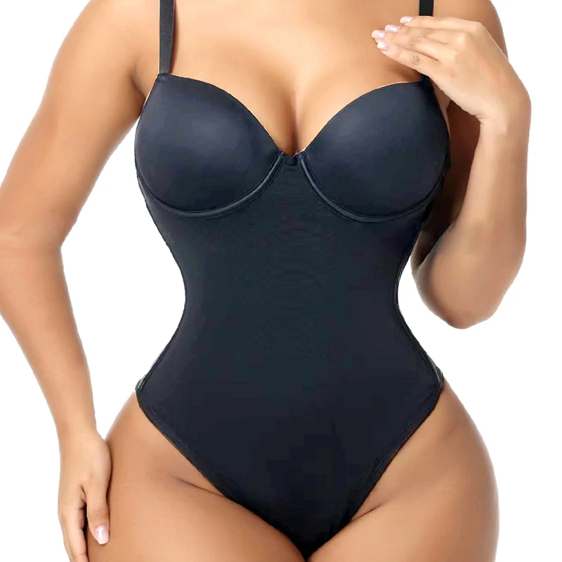 AfruliA Bodysuits Underwear Party Full Body Shaper Slip Lace-up Plunge Thong Sexy Bra Shapewear Fajas Colombianas Girdlle Corset