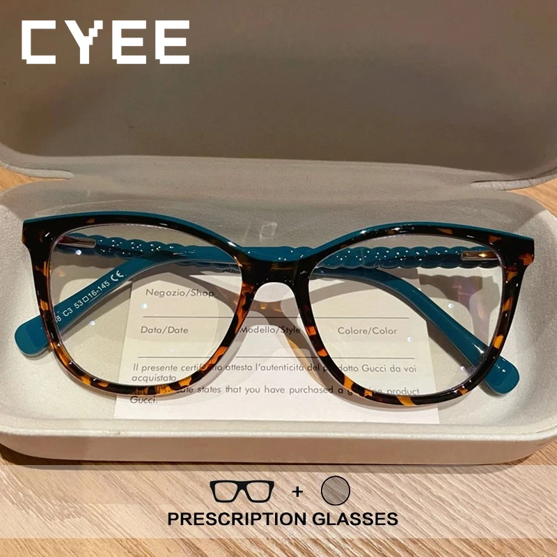 

CYEE TR90 New Fashion Square Anti Blue Ray Reading Glasses Women Photochromic Myopia Customization Prescription Optical Eyewear
