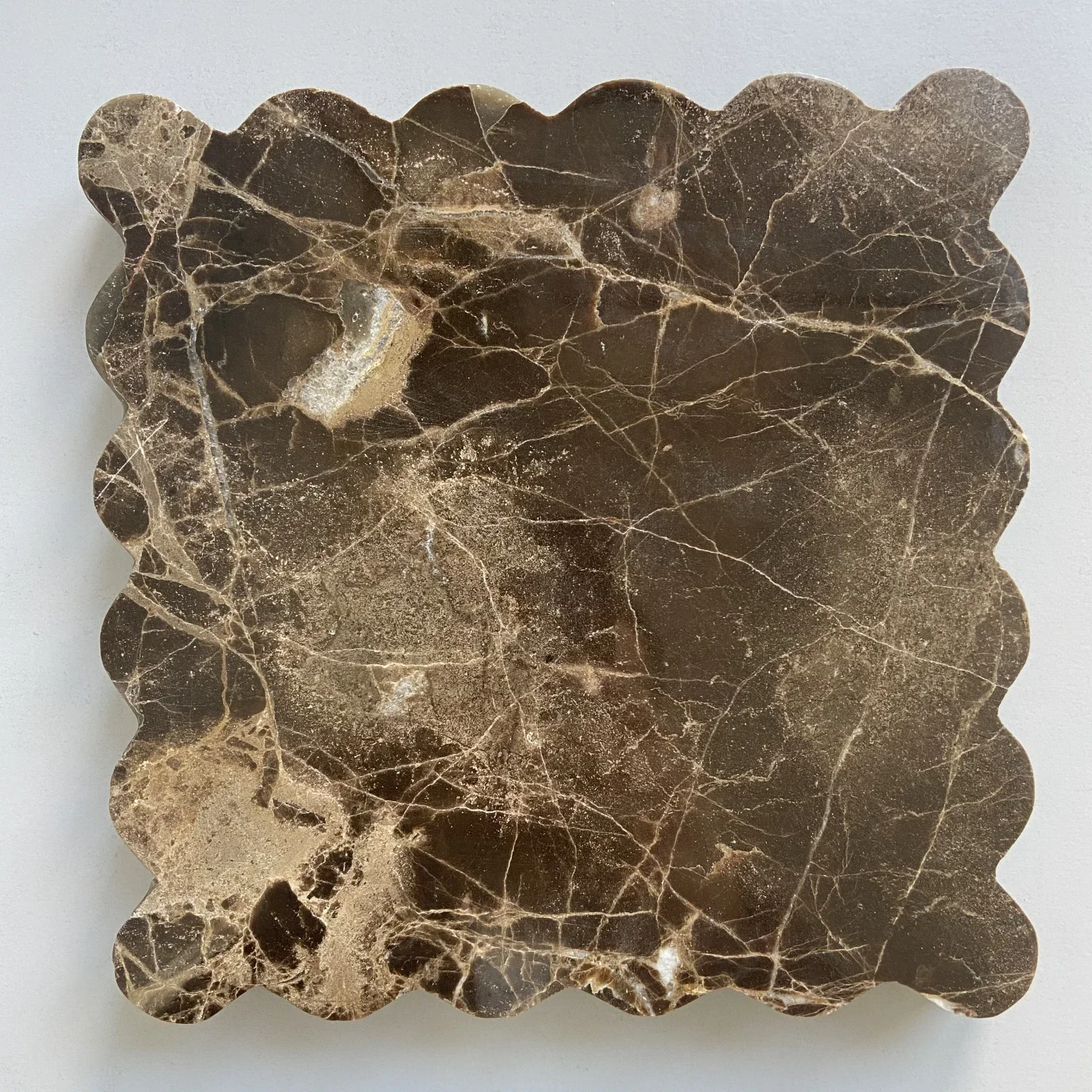 Square Scallop Tray Travertine Beige Yellow Purple VOLAKAS Jazz White Marble Stone jewelry Trinkets Catchall Dish