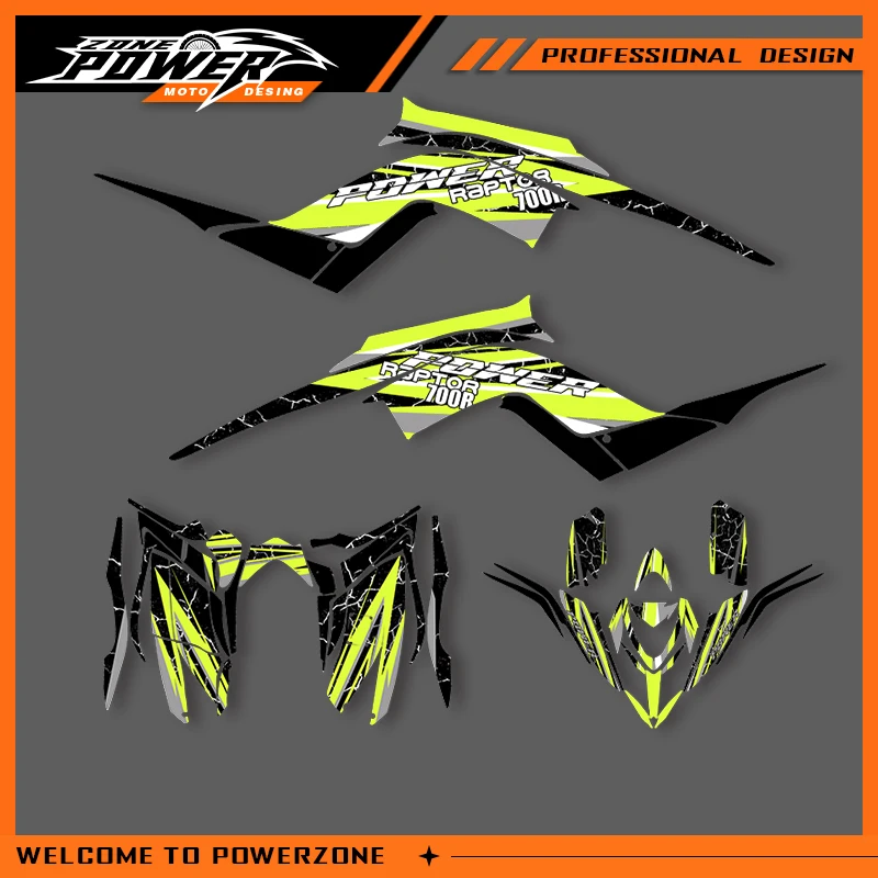 

POWERZONE мотокросс команда графический фон наклейки наборы наклеек для YAMAHA RAPTOR 700 2013-2021 RAPTOR 700 индивидуальный номер 01